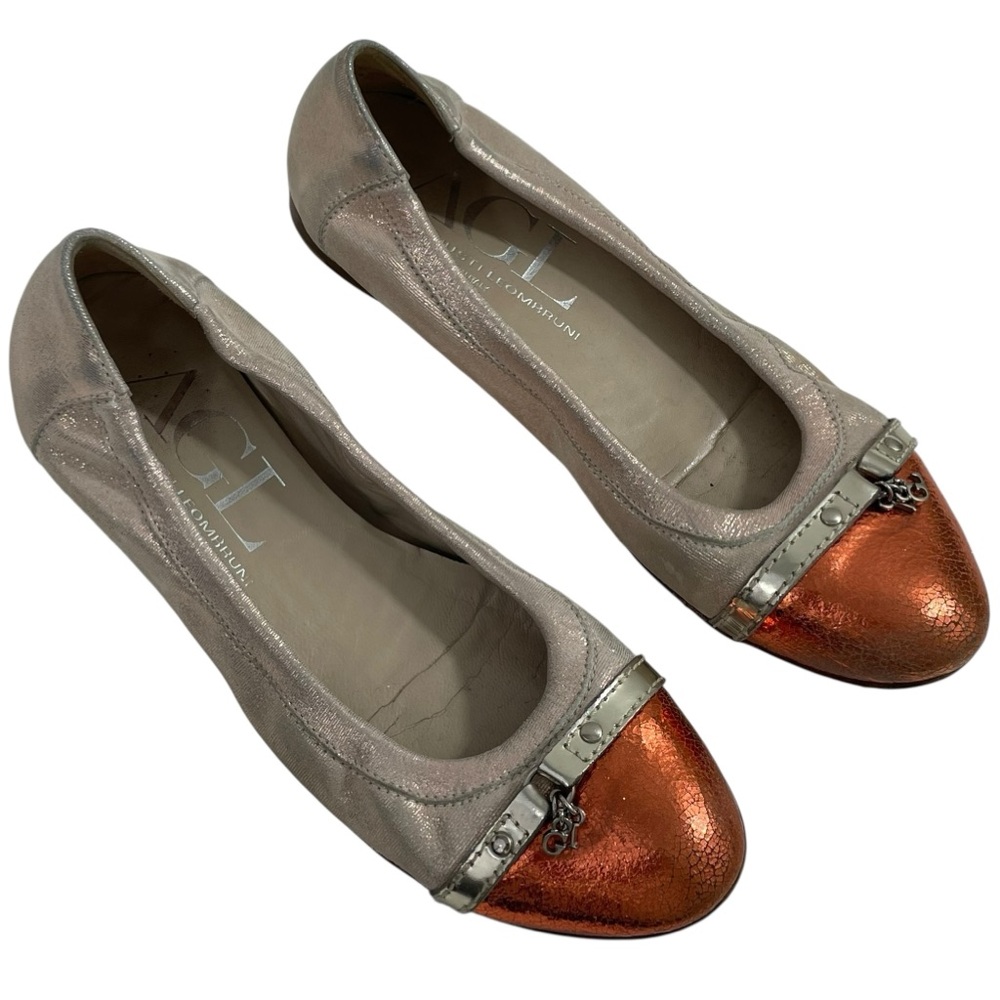 AGL Atillio Giusti Leombruni Monika Cap Toe Ballet Flats Bronze Size‎ EU 37.5